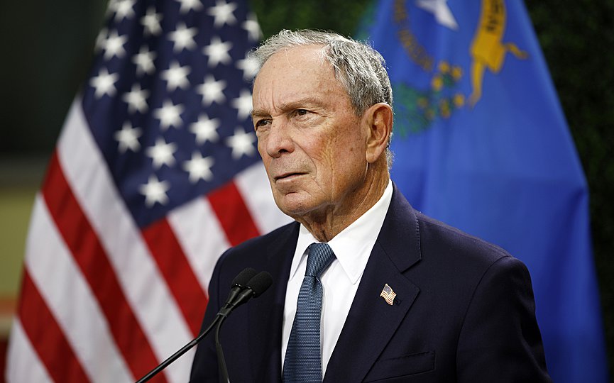 FILE - In this Feb. 26, 2019, file photo, former New York City Mayor Michael Bloomberg speaks at a news conference at a gun control advocacy event in Las Vegas. Bloomberg has opened door to a potential presidential run, saying the Democratic field 'not well positioned' to defeat Trump. (AP Photo/John Locher, File)