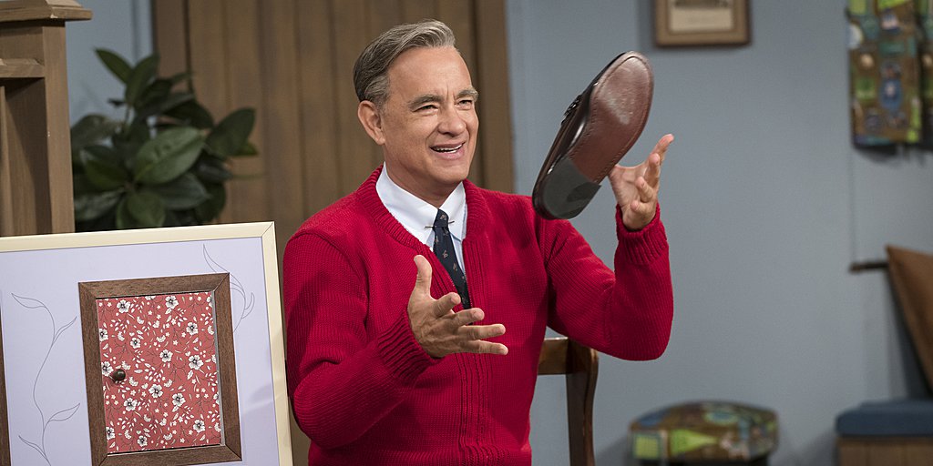 This image released by Sony Pictures shows Tom Hanks as Mister Rogers in a scene from 