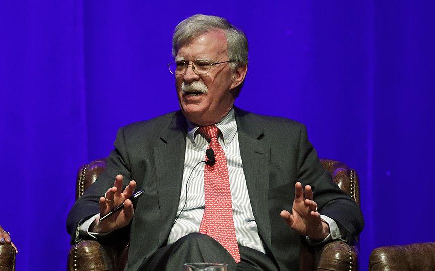 FILE - In this Feb. 19, 2020, file photo, former national security adviser John Bolton takes part in a discussion on global leadership at Vanderbilt University in Nashville, Tenn. (AP Photo/Mark Humphrey, File)