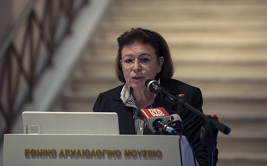 Greek Culture Minister Lina Mendoni. (AP Photo/Petros Giannakouris)