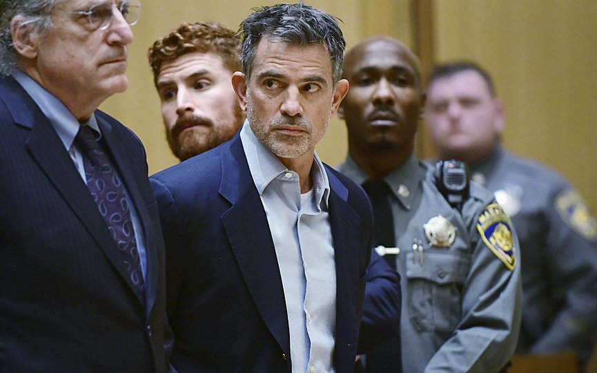 FILE- Fotis Dulos, the estranged husband of Jennifer Dulos, a missing mother of five, is arraigned on murder and kidnapping charges in Stamford Superior Court Wednesday, Jan. 8, 2020, in Stamford, Conn. (Erik Trautmann/Hearst Connecticut Media via AP, Pool)