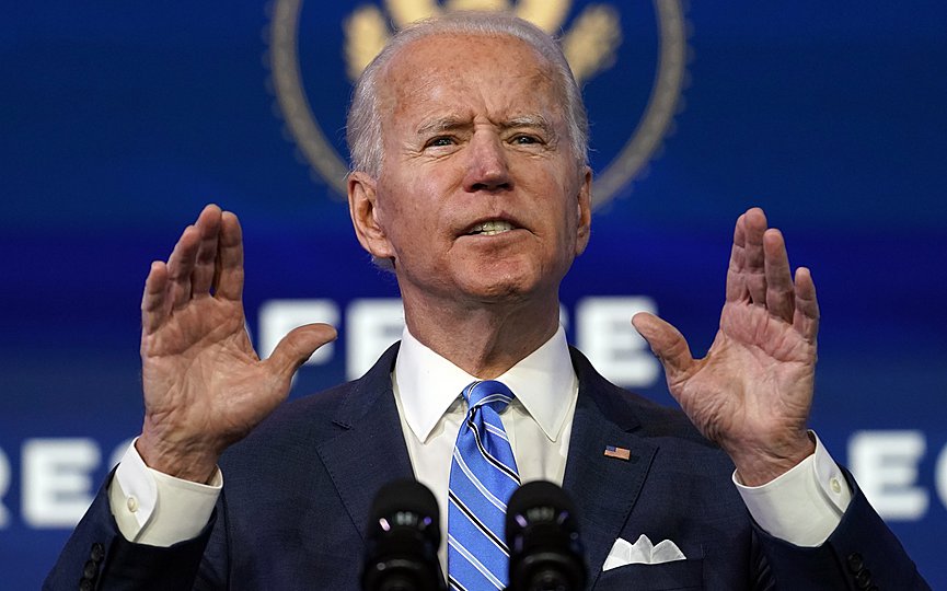 President-elect Joe Biden speaks about the COVID-19 pandemic during an event at The Queen theater, Thursday, Jan. 14, 2021, in Wilmington, Del. (AP Photo/Matt Slocum)