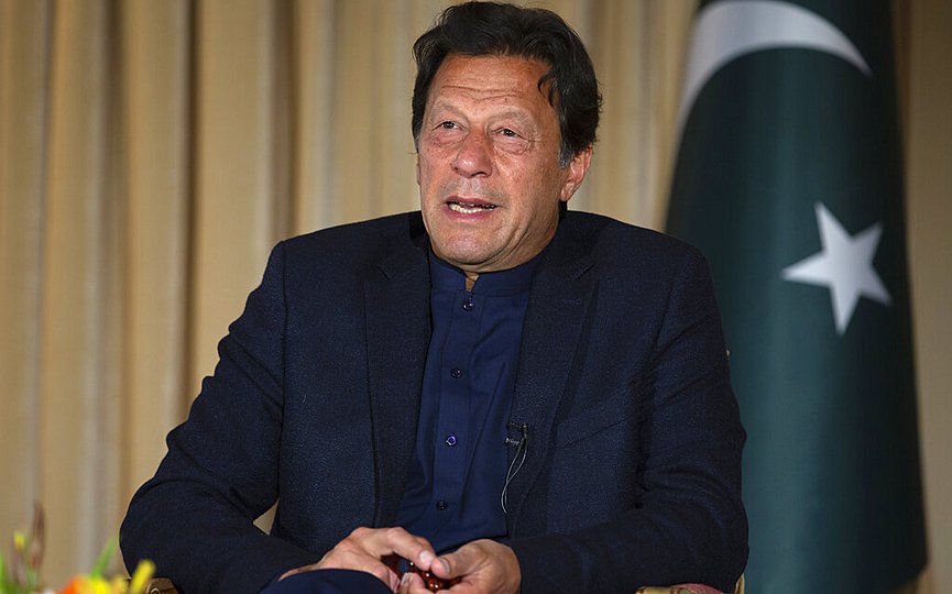 FILE - In this March 16, 2020, file photo, Pakistan s Prime Minister Imran Khan gives an interview to The Associated Press, in Islamabad, Pakistan. (AP Photo/B.K. Bangash, File)
