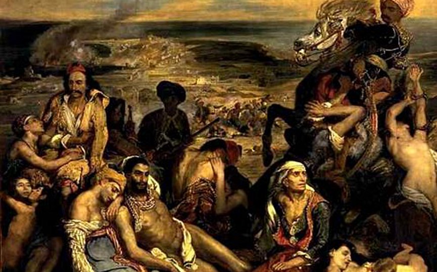 The Massacre at Chios (French: Scene des massacres de Scio) is the second major oil painting by the French artist Eugene Delacroix. (Photo via Wikimedia Commons)