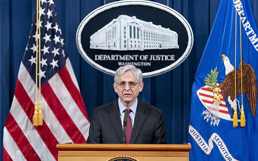 Attorney General Merrick Garland speaks about a jury s verdict in the case against former Minneapolis Police Officer Derek Chauvin in the death of George Floyd, at the Department of Justice, Wednesday, April 21, 2021, in Washington. (AP Photo/Andrew Harnik, Pool)