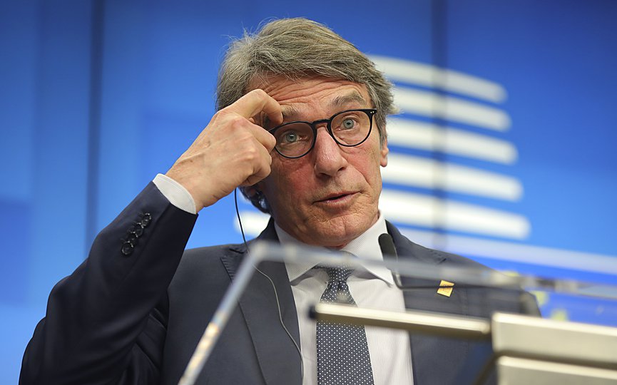 European Parliament President David Sassoli. (AP Photo/Olivier Matthys)