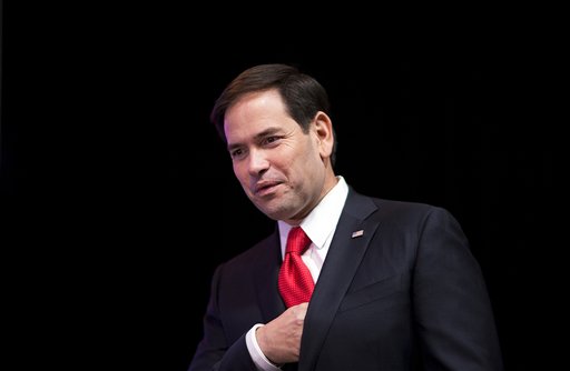 FILE - In this Aug. 7, 2015, file photo, Republican presidential candidate Sen. Marco Rubio, R-Fla., steps on the stage to speak at the RedState Gathering in Atlanta. Rubio will lay out a strategy on Friday, Aug. 14, to deal with the 
